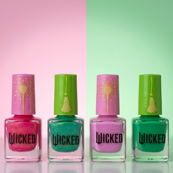 Wicked Nail Polish Collection Gift Set 4 Colours 2 Pink 2 Green Glossy Finish