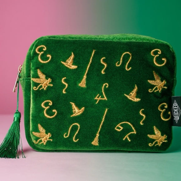 Official Wicked Gift Collection - Green Cosmetic Makeup Bag + Pink Compact Mirror