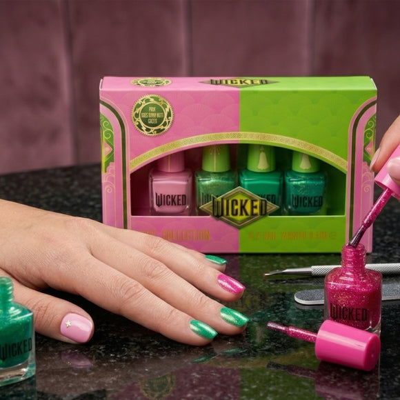 Wicked Nail Polish Collection Gift Set 4 Colours 2 Pink 2 Green Glossy Finish