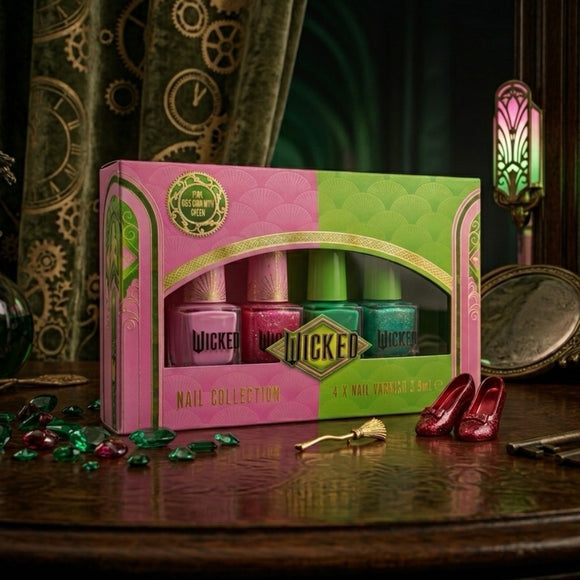 Wicked Nail Polish Collection Gift Set 4 Colours 2 Pink 2 Green Glossy Finish
