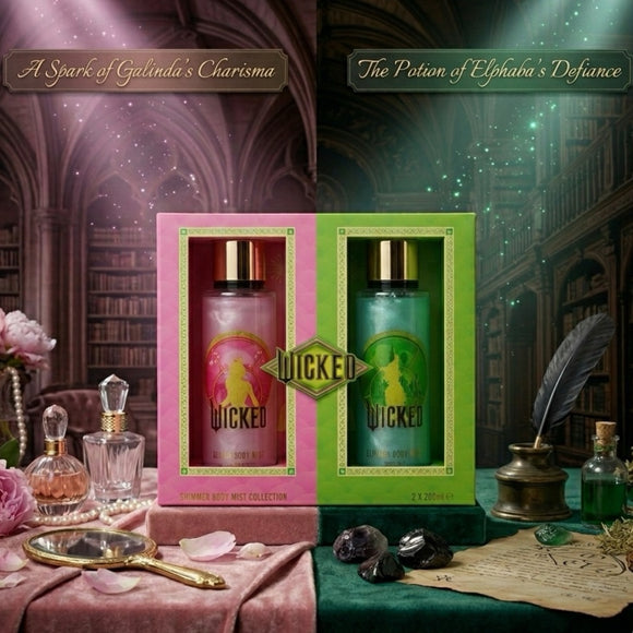 Wicked Body Mist Gift Set 2 x 200ml Glinda & Elphaba Shimmer Spray Perfume