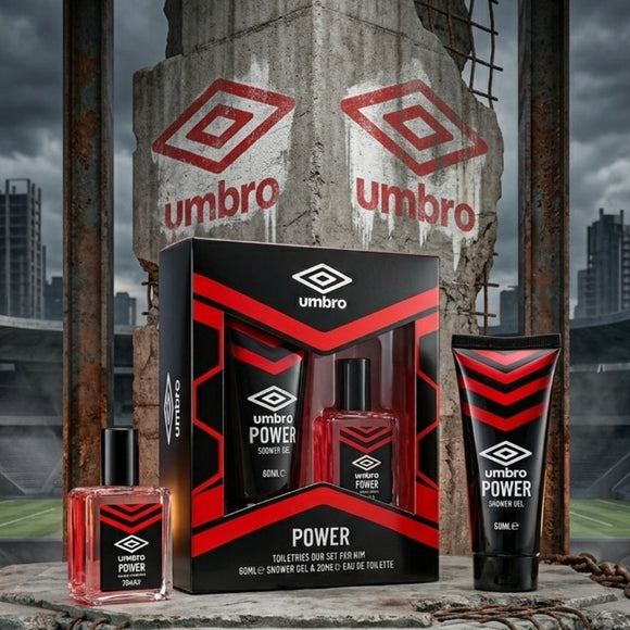Umbro Power Mens Gift Set Eau De Toilette 20ml & Shower Gel 60ml | Fresh Sport Fragrance Grooming Set