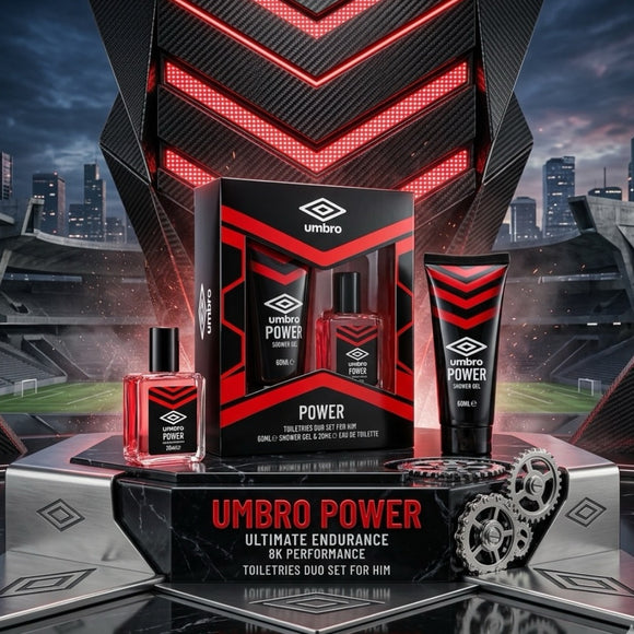 Umbro Power Mens Gift Set Eau De Toilette 20ml & Shower Gel 60ml | Fresh Sport Fragrance Grooming Set
