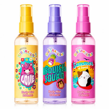Squishmallows Body Mist Purple, Cream, Pink
