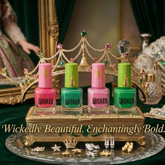 Wicked Nail Polish Collection Gift Set 4 Colours 2 Pink 2 Green Glossy Finish