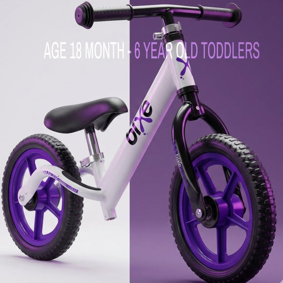 BIXE - Purple Aluminum Balance Bike for 18 Month to 6 Year Old Toddlers 12 inch