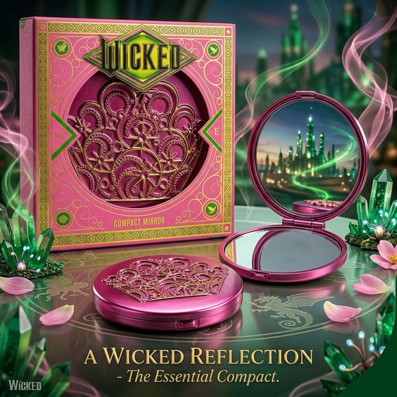 Official Wicked Compact Mirror Glinda Design | Pink Portable Makeup Mirror