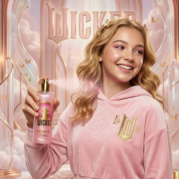 Wicked Glinda Shimmer Body Mist 200ml – Sweet Sparkling Glinda Perfume Mist, Long-Lasting Fragrance Body Splash with Shimmer, Collectible Gift for Women and Wicked Fans