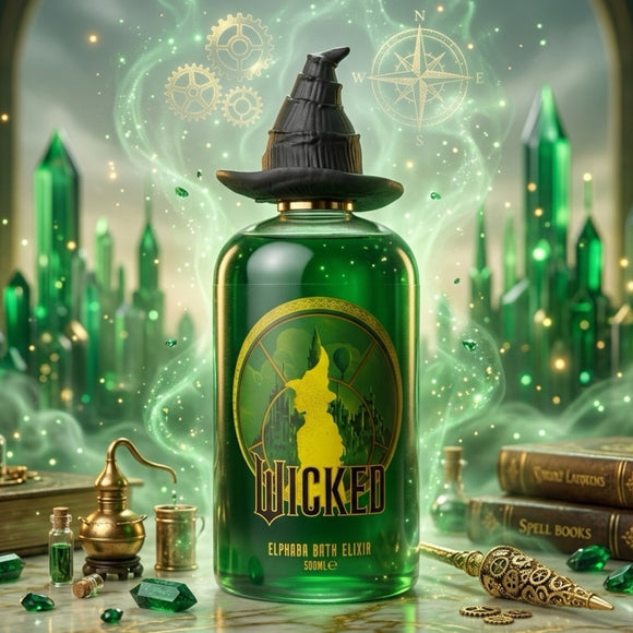 Wicked Elphaba Bath Elixir 500ml Limited Edition Collectible Bottle Witch Hat Cap