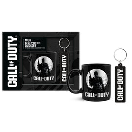 Call of Duty Official Mug & Key Ring Duo Set, Black, Silicone Keyring and Ceramic Cup, Gaming Merchandise Gift Pack