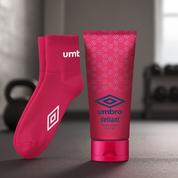 Umbro Defiant Ladies-  150ml body wash &  sport socks gift set