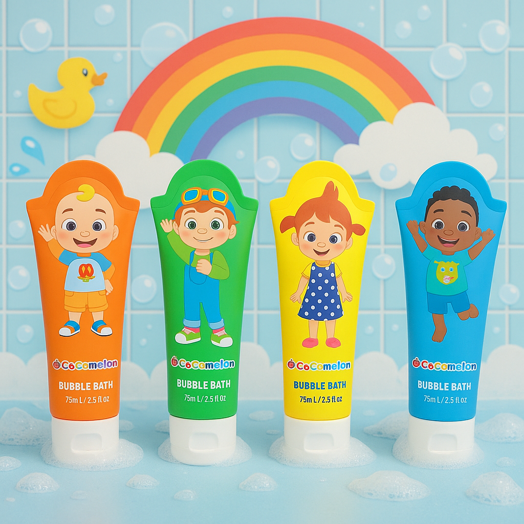 CoComelon Fun Character Bubble Bath Set 4 x 75ml – Kids Bath Gift Set
