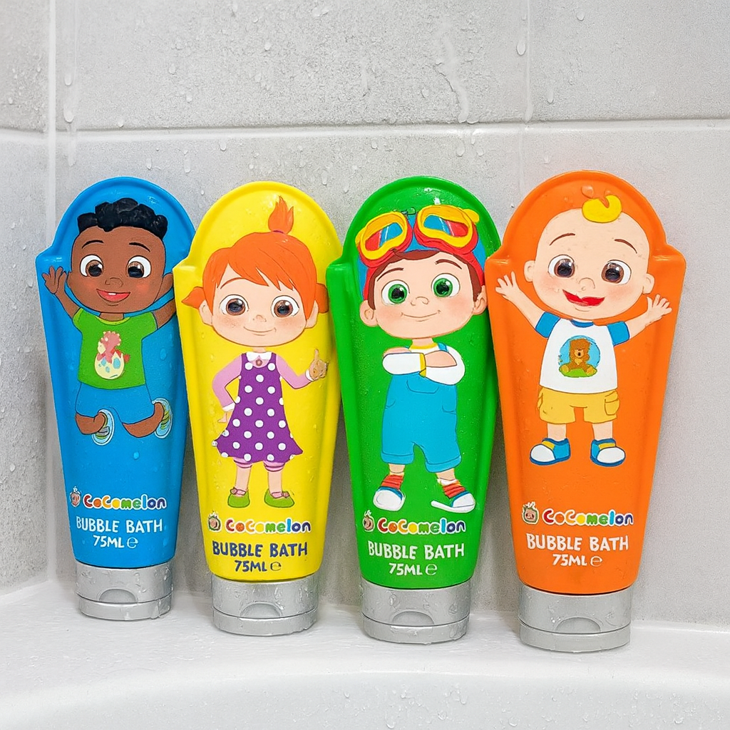 CoComelon Fun Character Bubble Bath Set 4 x 75ml – Kids Bath Gift Set