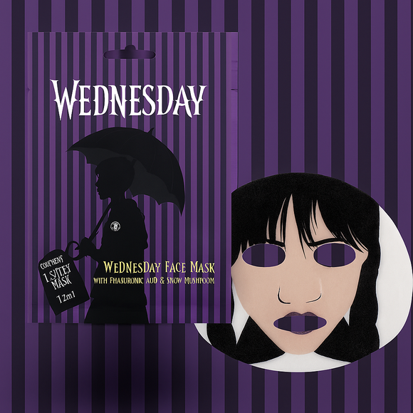 WEDNESDAY PRINTED FACE MASK HYALURONIC ACID & SNOW MUSHROOM 3 pack