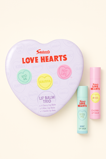 Swizzels Love Hearts Lip Balm Trio Perfect Gift Tin CHERRY, MINT & VANILLA - 0