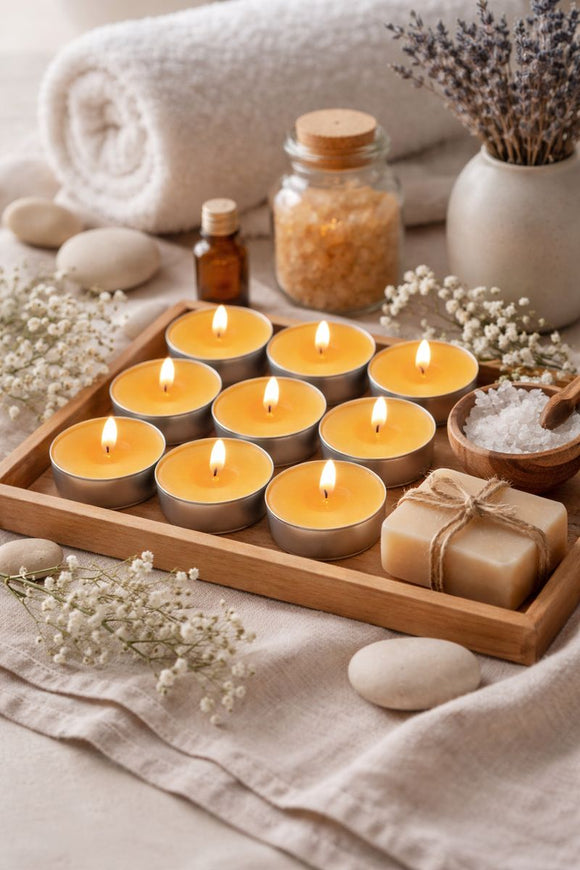 Handmade Beeswax Tea Light Candles Pack of 12