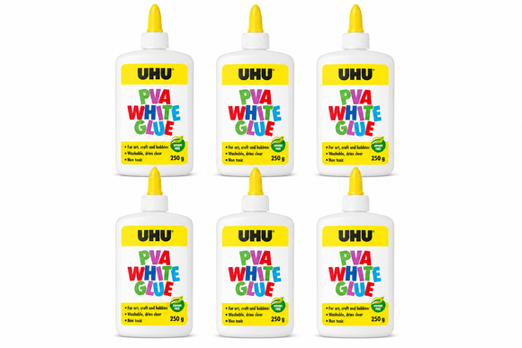 UHU PVA White Glue 6 Pack, 250g