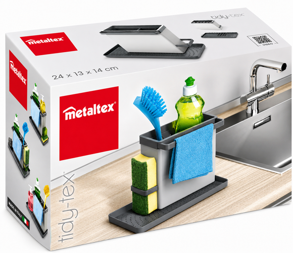 Kitchen Sink Caddy Tidy Organiser Grey Metaltex 24 x 13 x 14 cm