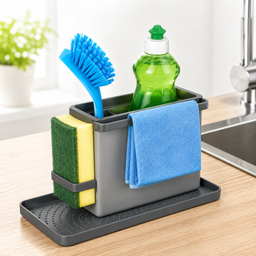 Kitchen Sink Caddy Tidy Organiser Grey Metaltex 24 x 13 x 14 cm - 0