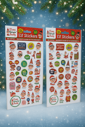 Elf Stickers Elves Behavin' Badly Christmas Presents Cards Notes Fridge Books x 2 Packs of 30