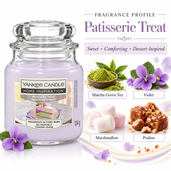 Small Yankee Candle Patisserie Treat candle with sweet dessert-inspired fragrance
