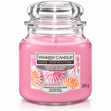 Yankee Candle Sugared Blossom 340g medium jar scented candle with floral fragrance
