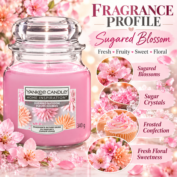  Yankee Candle Sugared Blossom medium jar candle for home fragrance and gifting
