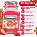 Large 538g Sugared Strawberries candle for cosy home décor
