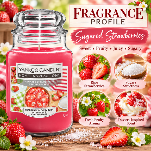  Sugared Strawberries large jar candle for home fragrance and gifting