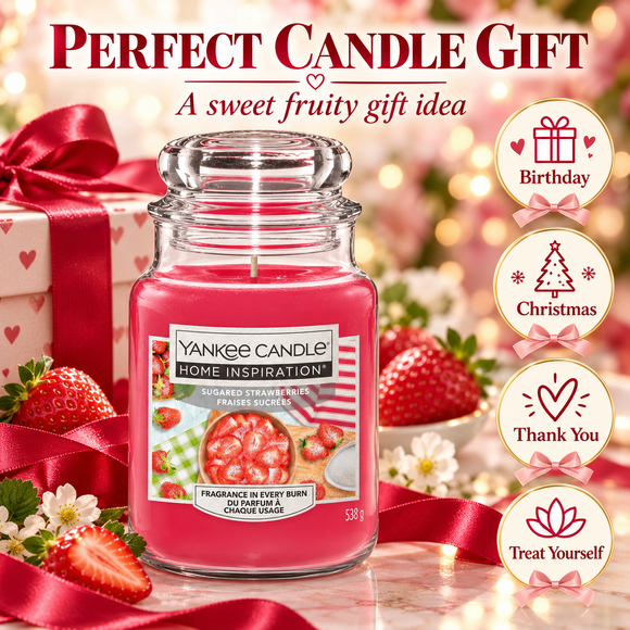  Large Sugared Strawberries jar candle for home fragrance and ambience
