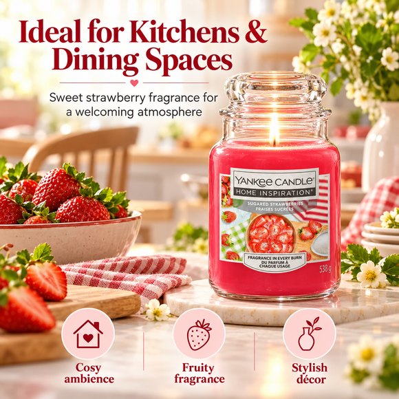  Sugared Strawberries large jar scented candle with sweet strawberry fragrance
