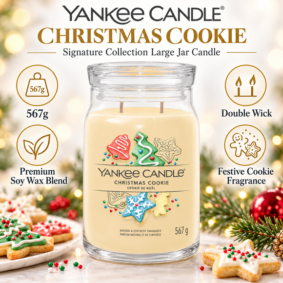  Yankee Candle Christmas Cookie large jar scented candle with double wick design
