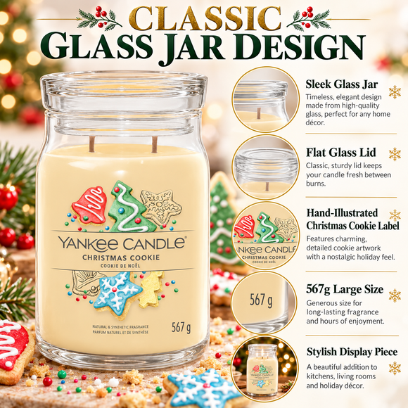  Christmas Cookie double wick candle by Yankee Candle with sweet bakery fragrance
