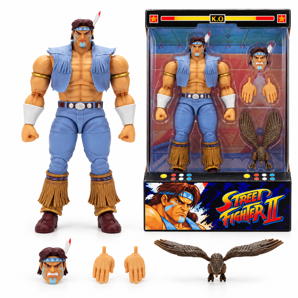  Jada Toys T. Hawk 6-inch Street Fighter II figure with detailed warrior design
