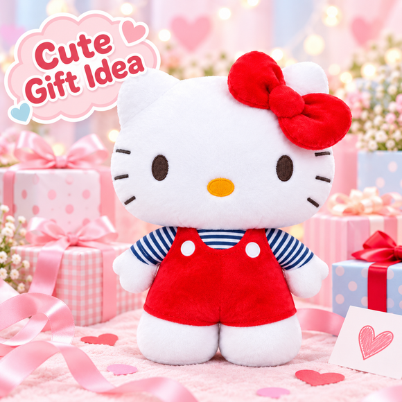  Red Hello Kitty stuffed plush doll with signature bow detail
