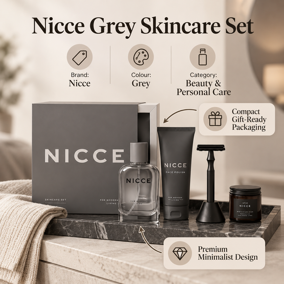  Nicce grey beauty set for skincare collection and personal care
