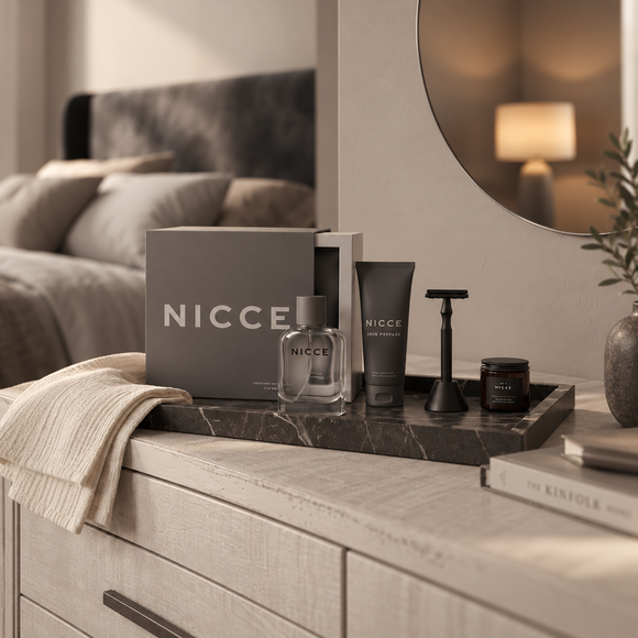  Nicce skincare kit in grey packaging for beauty product collections
