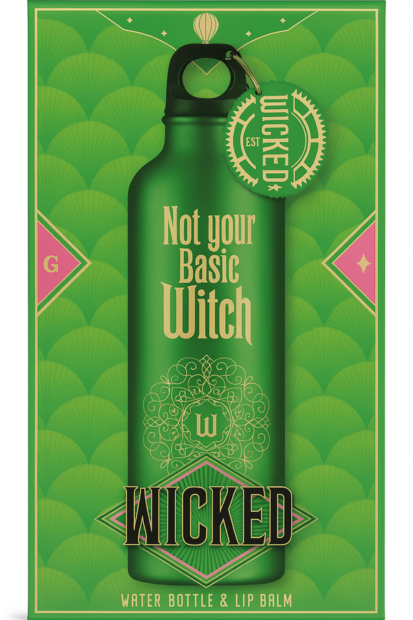 Wicked Gift Set "Not Your Basic Witch" Green 750m Water Bottle & Lip Balm