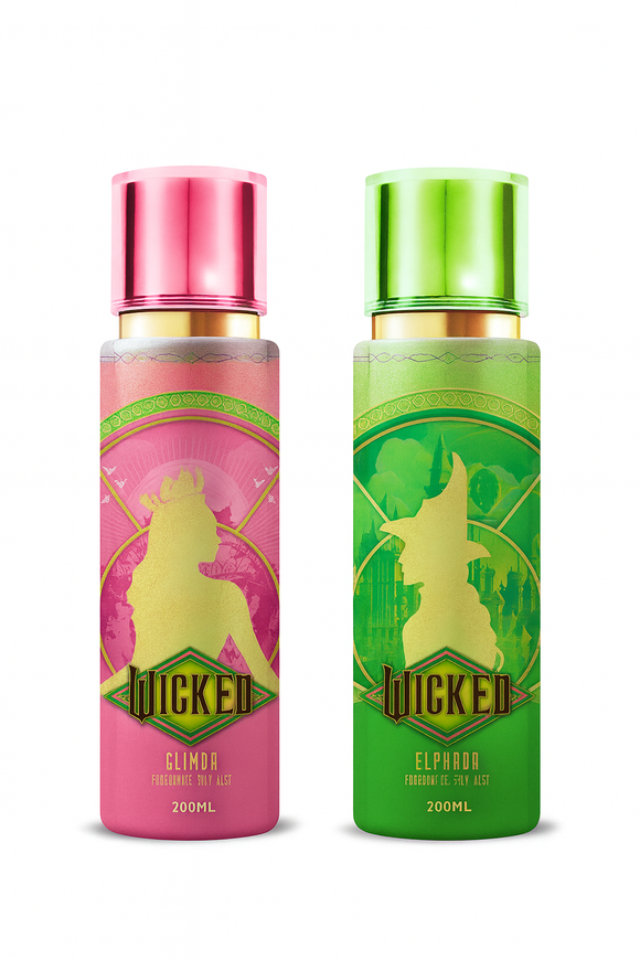 Wicked Body Mist Gift Set 2 x 200ml Glinda & Elphaba Shimmer Spray Perfume