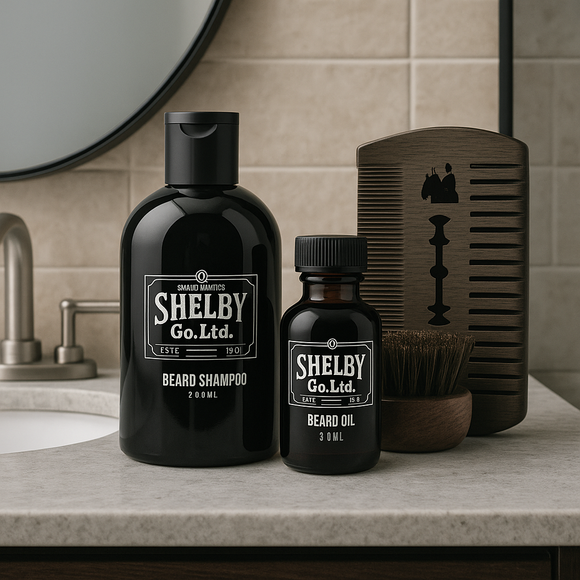 Peaky Blinders Gift Set 250ml Beard Shampoo, 30ml Beard Oil, Beard Comb & Brush