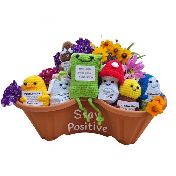 Handmade Positive Inspirational Crochet Plush Set of 7