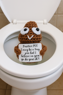 Funny Crochet Poop Plushie with Sign Positive Poo Encouragement Gift Handmade-1