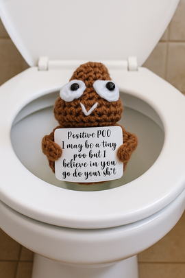Funny Crochet Poop Plushie with Sign Positive Poo Encouragement Gift Handmade