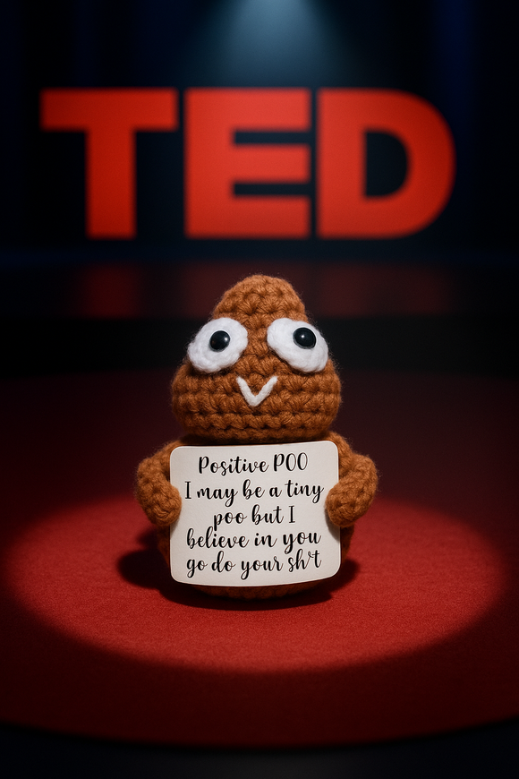 Funny Crochet Poop Plushie with Sign Positive Poo Encouragement Gift Handmade