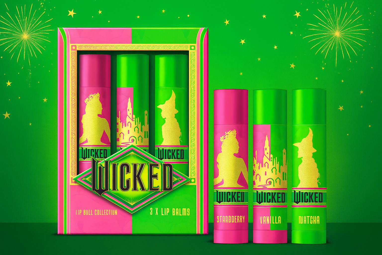 Official Wicked Gift Collection – Green Cosmetic Bag + Pink Compact Mirror - 0