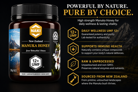NAKI Manuka Honey Certified 100% New Zealand Honey UMF 12+ | MGO 350+ | 250 grams