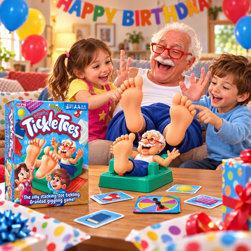  IDEAL Grandad Tickle Toes children's action board game box with colourful packaging for ages 4+
