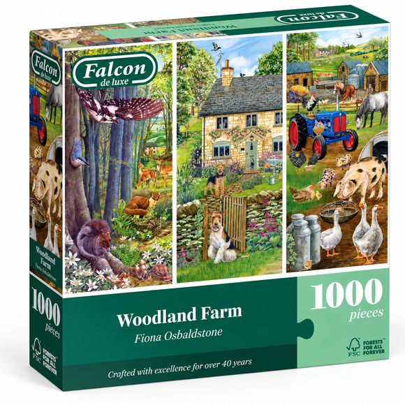  Adult 1000 piece Falcon Woodland Farm puzzle for relaxing indoor entertainment
