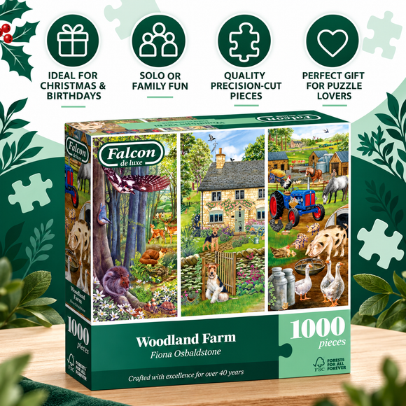  Falcon Woodland Farm landscape puzzle with detailed rural scenery
