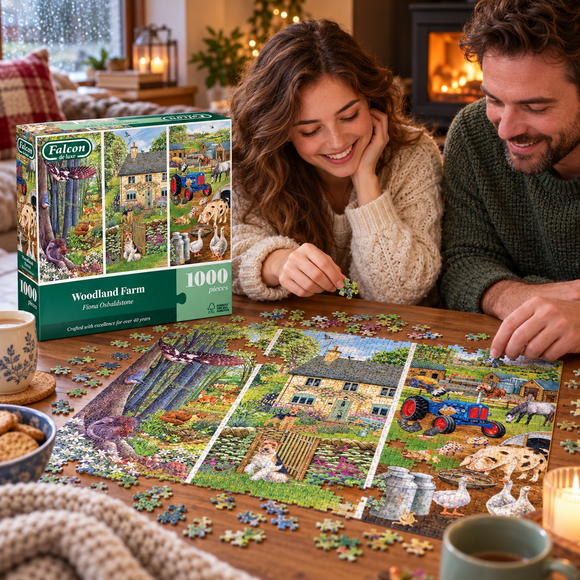  Falcon 1000 piece farm puzzle with woodland and country landscape artwork
